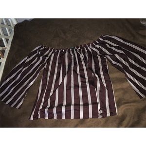 Strips off the shoulder blouse